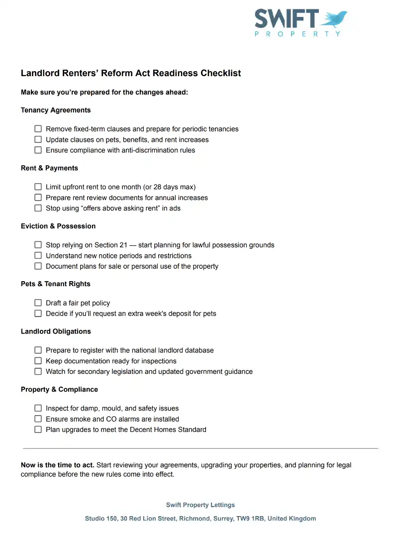 Landlord Readiness Checklist - Swift Property
